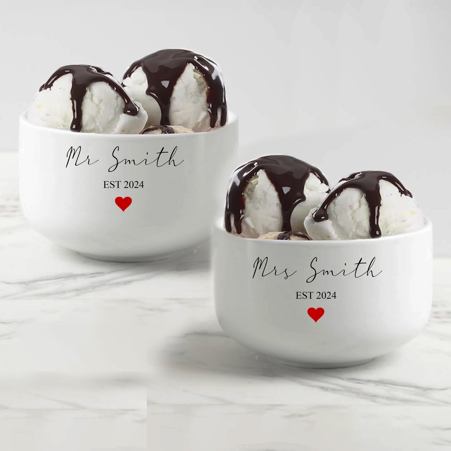 Personalized Wedding Ice Cream Bowls