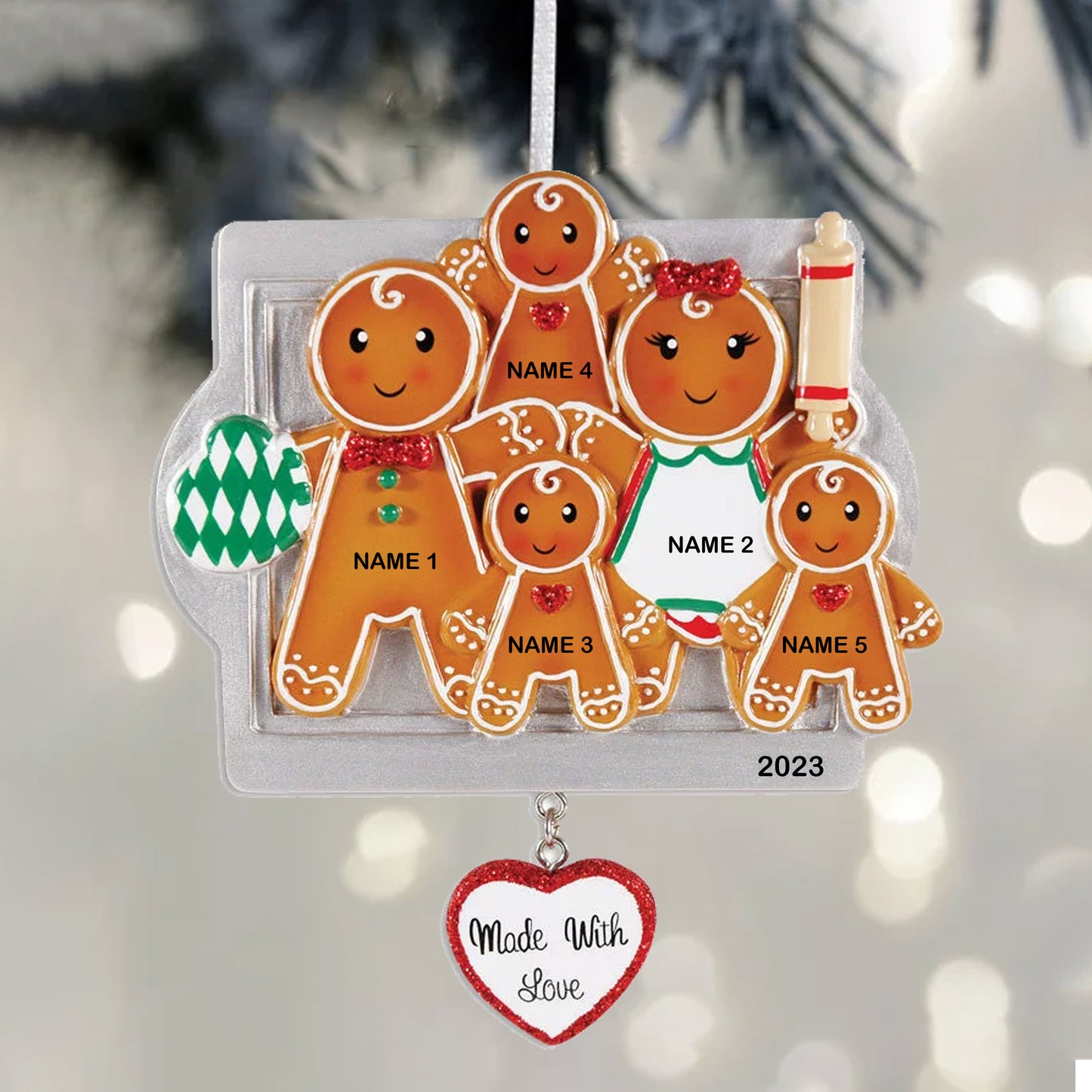 Gingerbread Cookie Tray Family Christmas Ornament