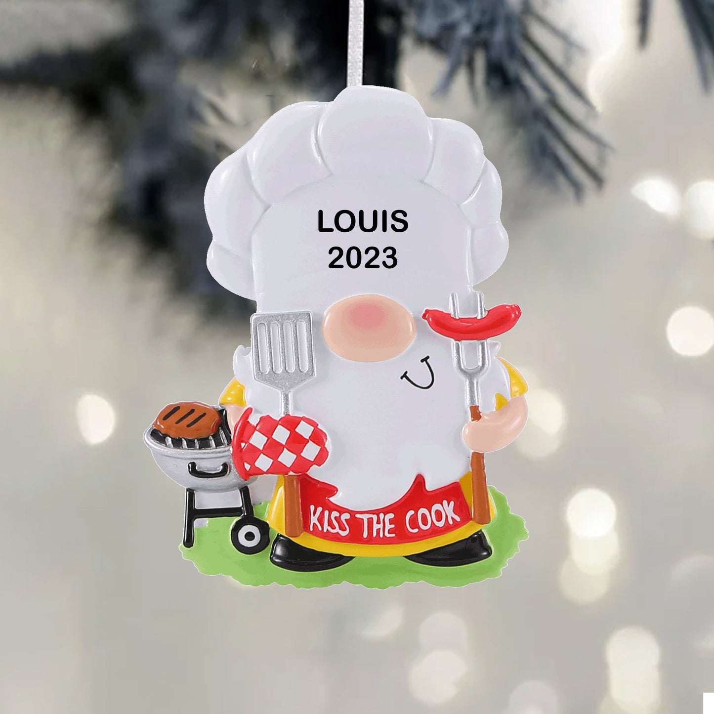 Kiss the cook Custom Gnome Ornament