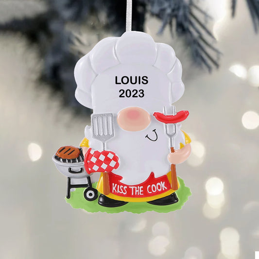 Kiss the cook Custom Gnome Ornament