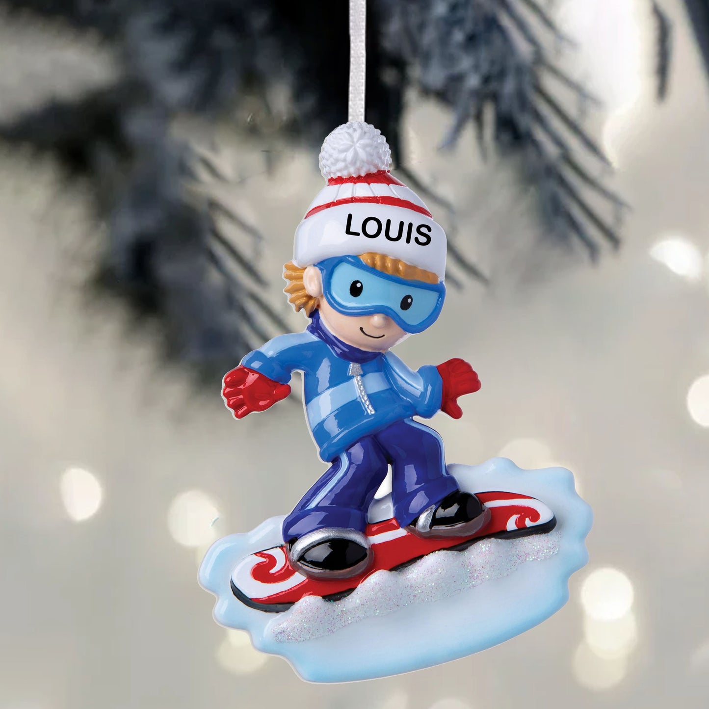 Snowboarding Personalized Christmas Ornament