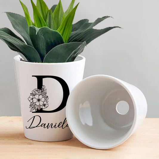 Personalized 12 oz Ceramic Flower Pot