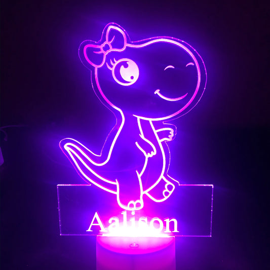 Personalized Girls Dinosaur Led Sign