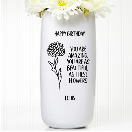 Personalized Your Birthday Flower Vase