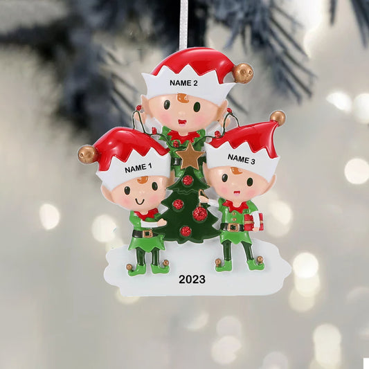 Personalized Family Elfs Ornaments