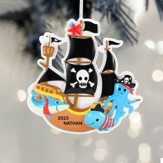 Personalized PIRATE SHIP Ornament