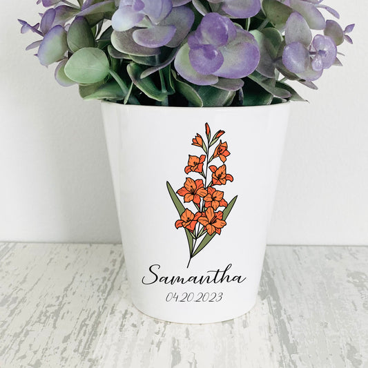 Personalized 12 oz Ceramic Flower Pot