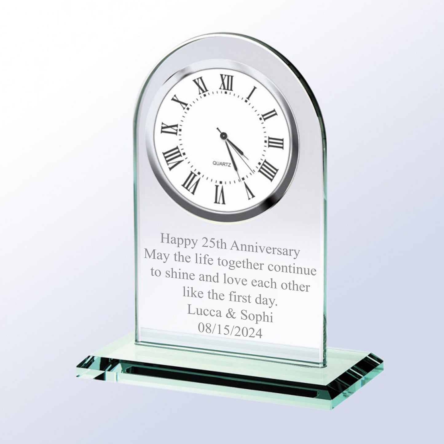 Engraved Message Glass Clock