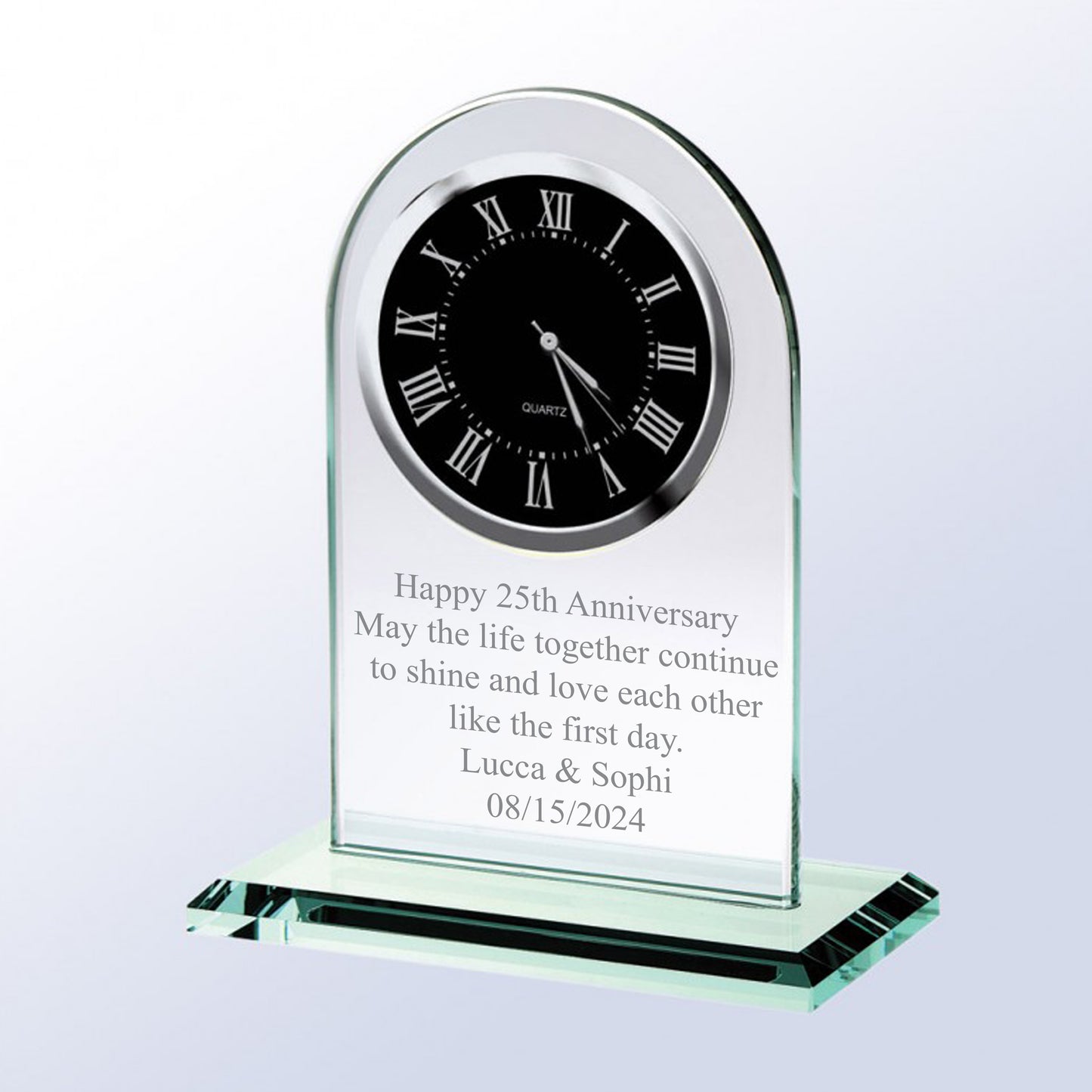 Engraved Message Glass Clock