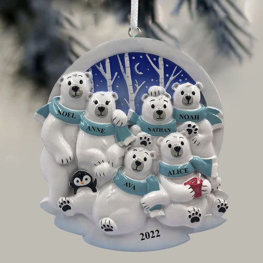 Polar Bear Family Personalized Ornaments