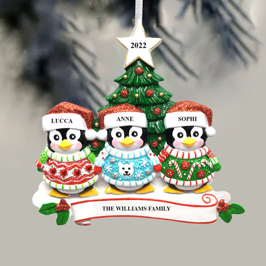 Personalize Penguin Christmas Ornaments