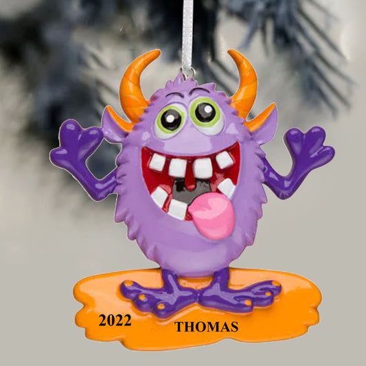 Purple Goofy Monster Personalized Christmas Ornaments