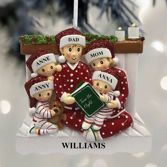 Personalized Family of Five Bedtime Story Ornament