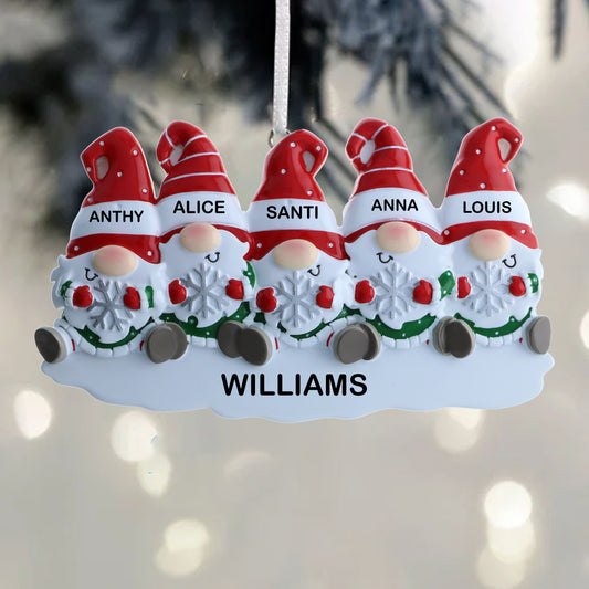 Personalized Family of Five Gnome Ornaments