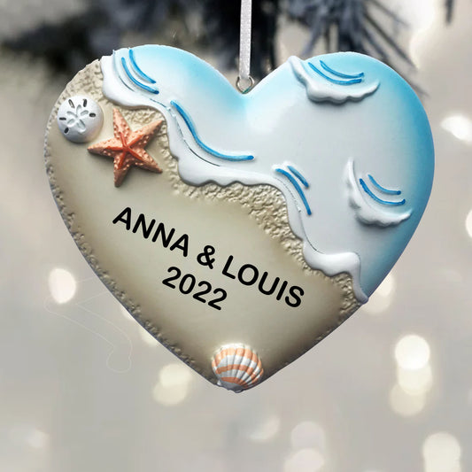 Personalized Heart Resin Wedding Ornament