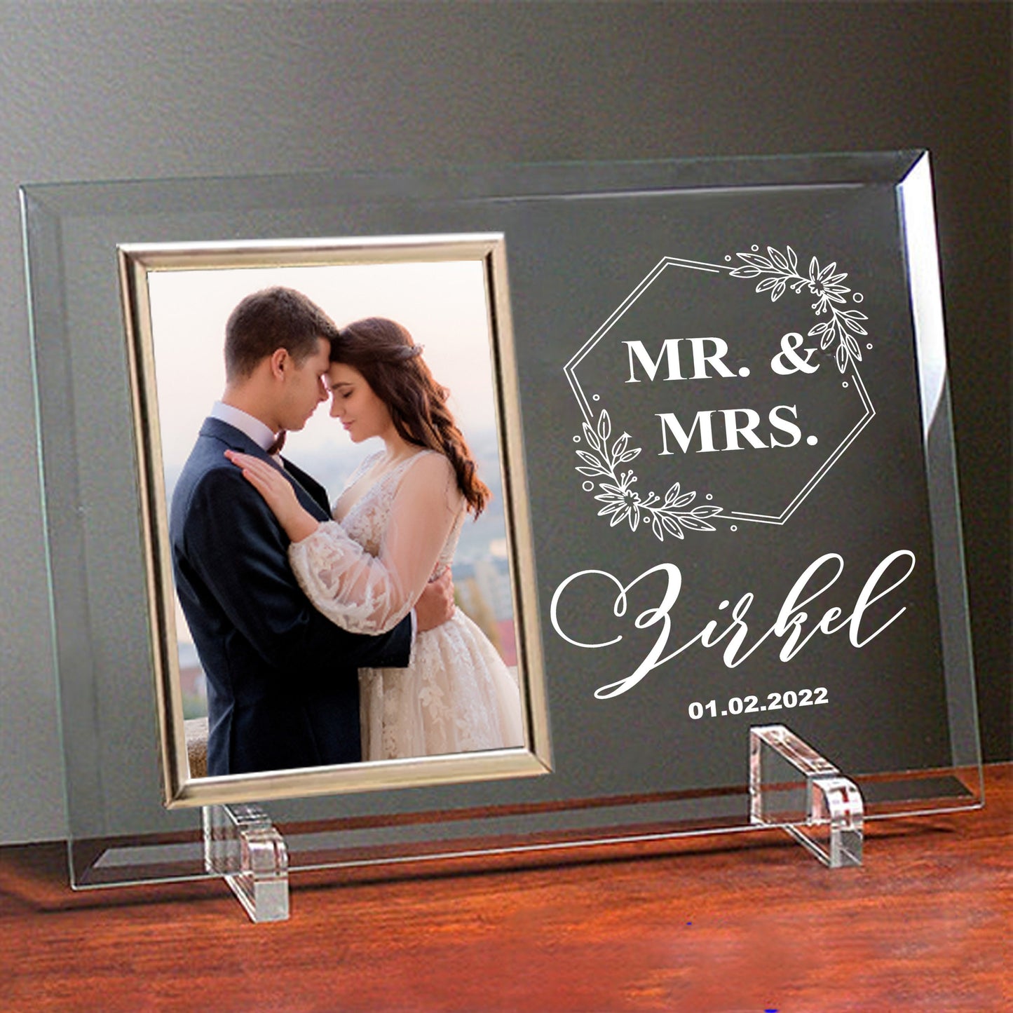 Glass Wedding Photo Frame