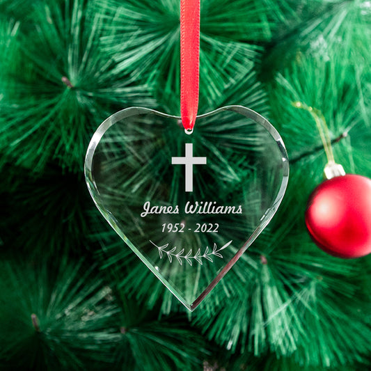 Memorial Heart Glass Ornament